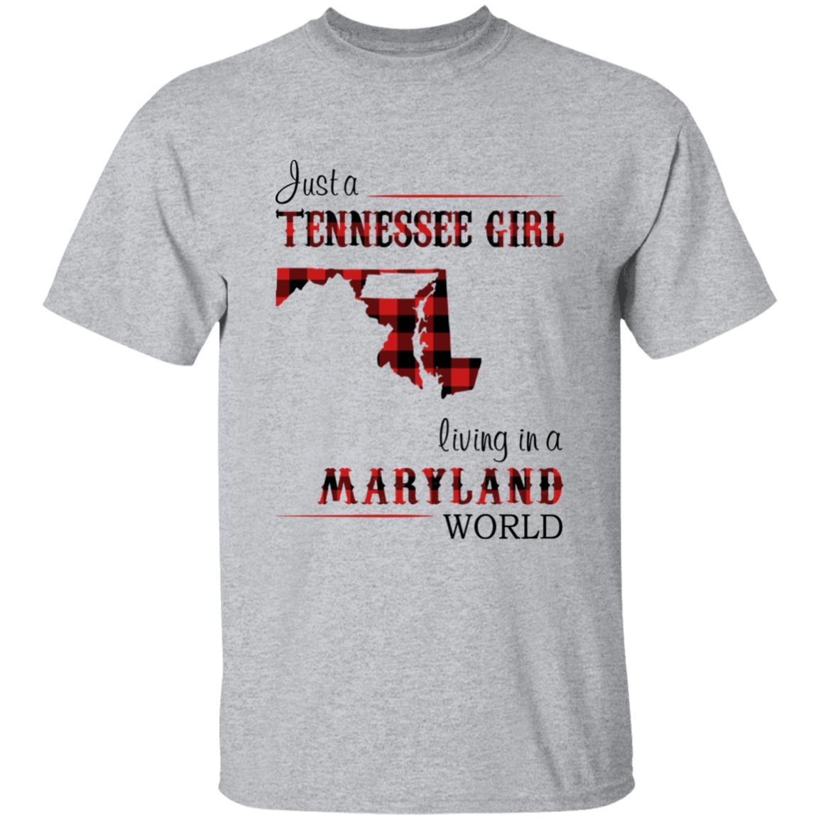 Just A Tennessee Girl Living In A Maryland World T-shirt - T-shirt Born Live Plaid Red Teezalo