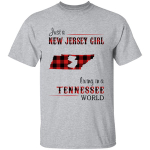 Just A New Jersey Girl Living In A Tennessee World T-shirt - T-shirt Born Live Plaid Red Teezalo