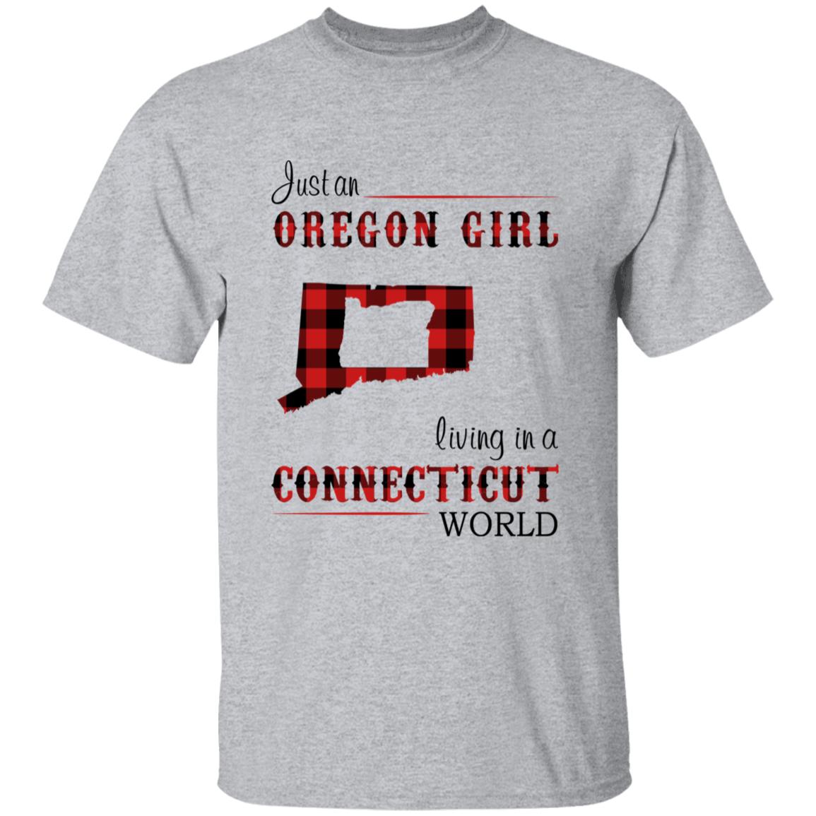 Just An Oregon Girl Living In A Connecticut World T-shirt - T-shirt Born Live Plaid Red Teezalo