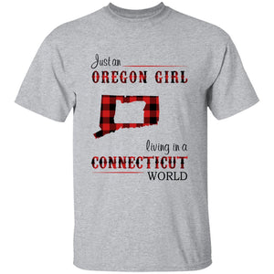 Just An Oregon Girl Living In A Connecticut World T-shirt - T-shirt Born Live Plaid Red Teezalo