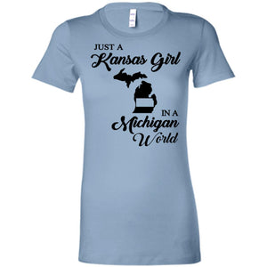 Just A Kansas Girl In A Michigan World T Shirt - T-shirt Teezalo