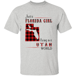 Just A Florida Girl Living In A Utah World T-shirt - T-shirt Born Live Plaid Red Teezalo