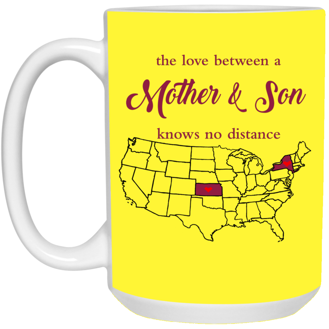 Kansas New York The Love Between Mother And Son Mug - Mug Teezalo