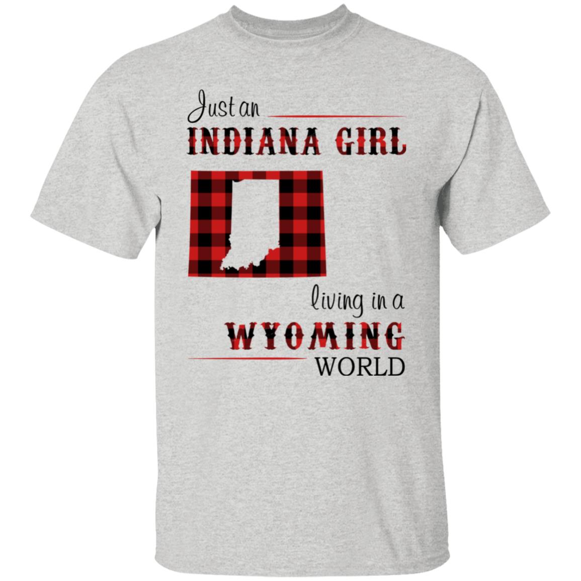 Just An Indiana Girl Living In A Wyoming  World T-Shirt - T-shirt Born Live Plaid Red Teezalo