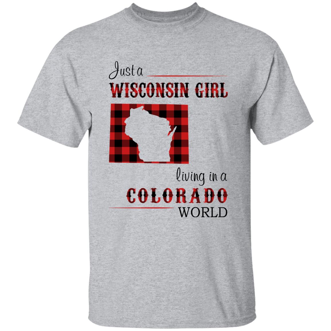 Just A Wisconsin Girl Living In A Colorado World T-shirt - T-shirt Born Live Plaid Red Teezalo