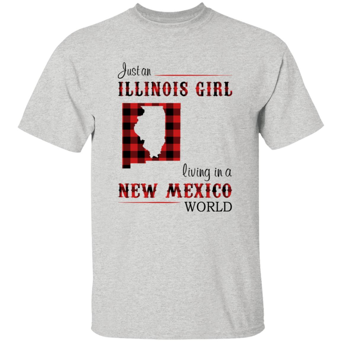 Just An Illinois Girl Living In A New Mexico World T-shirt - T-shirt Born Live Plaid Red Teezalo