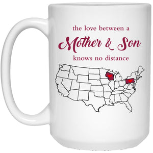 Wisconsin Pennsylvania The Love Between Mother And Son Mug - Mug Teezalo