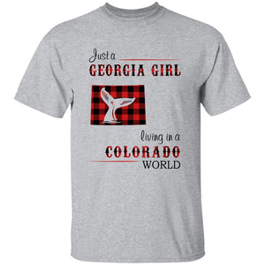 Just A Georgia Girl Living In A Colorado World T-shirt - T-shirt Born Live Plaid Red Teezalo