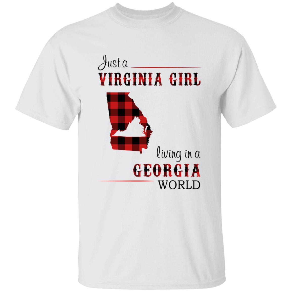 Just A Virginia Girl Living In A Georgia World T-shirt - T-shirt Born Live Plaid Red Teezalo