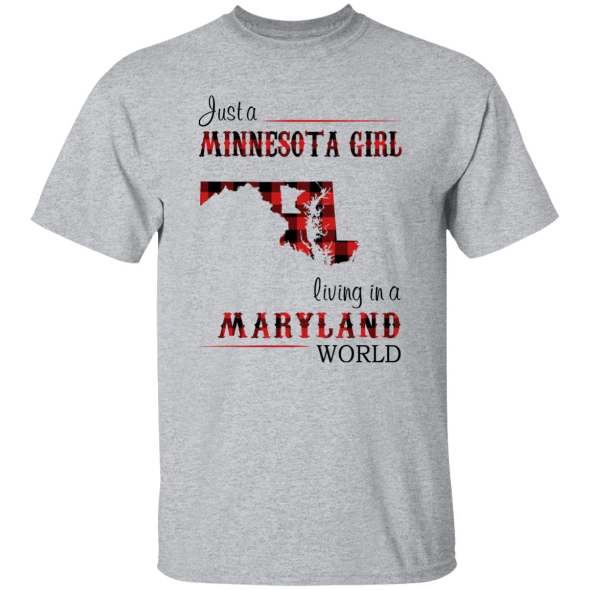 Just A Minnesota Girl Living In A Maryland World T-shirt - T-shirt Born Live Plaid Red Teezalo