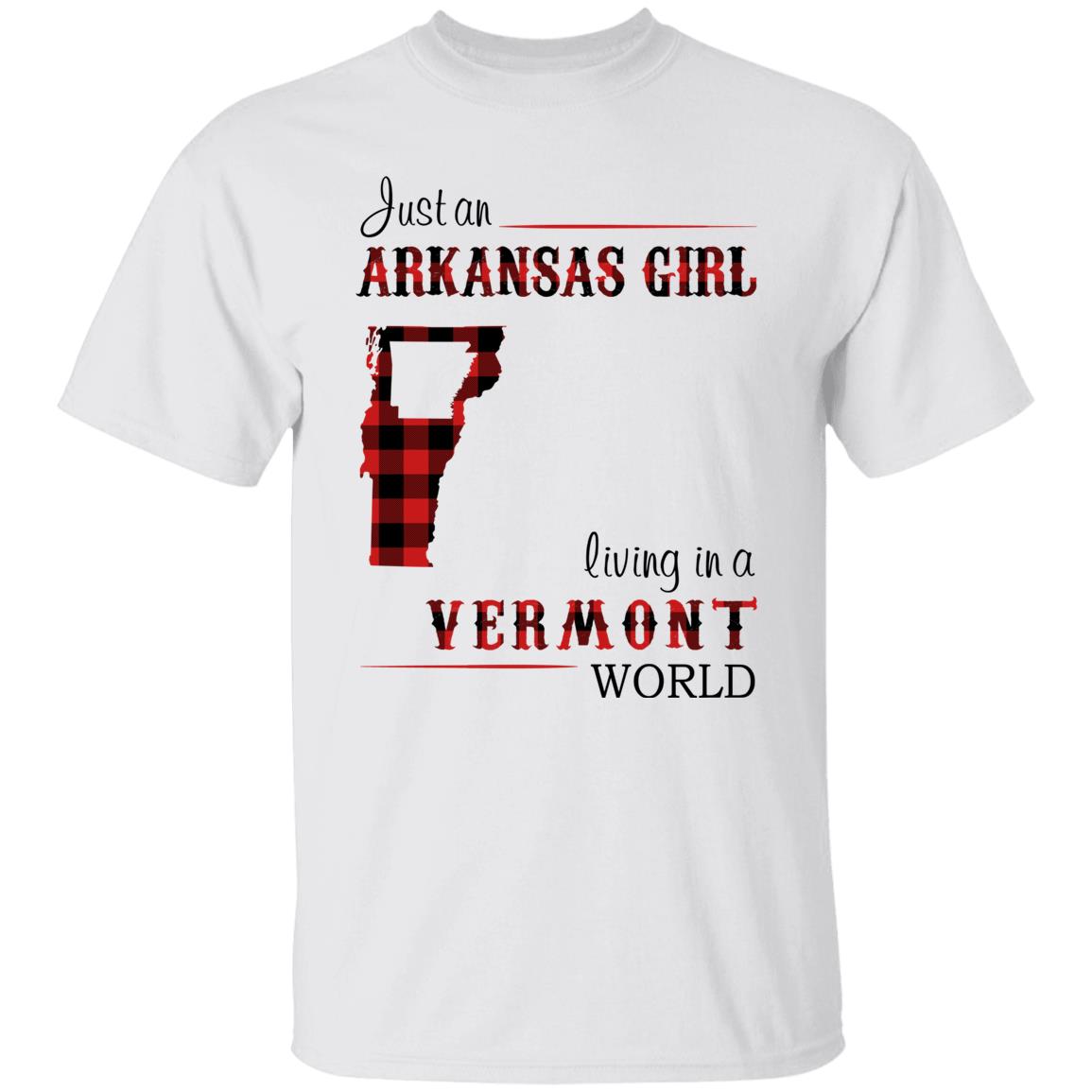 Just An Arkansas Girl Living In A Vermont World T-shirt - T-shirt Born Live Plaid Red Teezalo