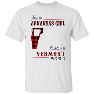Just An Arkansas Girl Living In A Vermont World T-shirt - T-shirt Born Live Plaid Red Teezalo