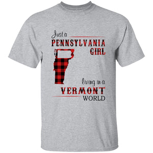 Just A Pennsylvania Girl Living In A Vermont World T-shirt - T-shirt Born Live Plaid Red Teezalo