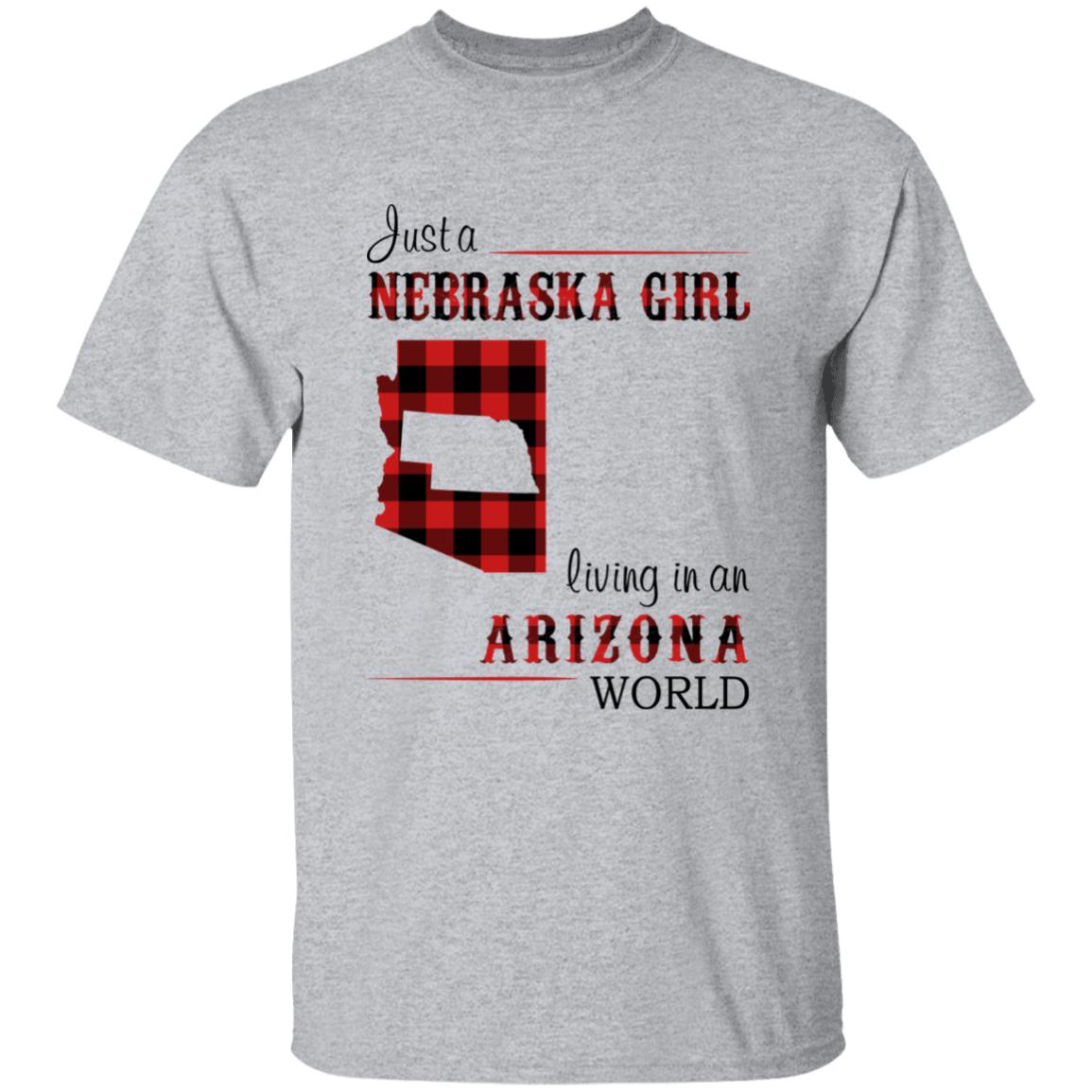 Just A Nebraska Girl Living In An Arizona World T-shirt - T-shirt Born Live Plaid Red Teezalo