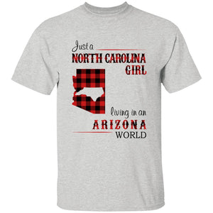 Just A North Carolina Girl Living In An Arizona World T-shirt - T-shirt Born Live Plaid Red Teezalo