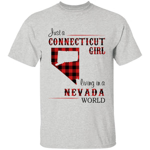 Just A Connecticut Girl Living In A Nevada World T-shirt - T-shirt Born Live Plaid Red Teezalo