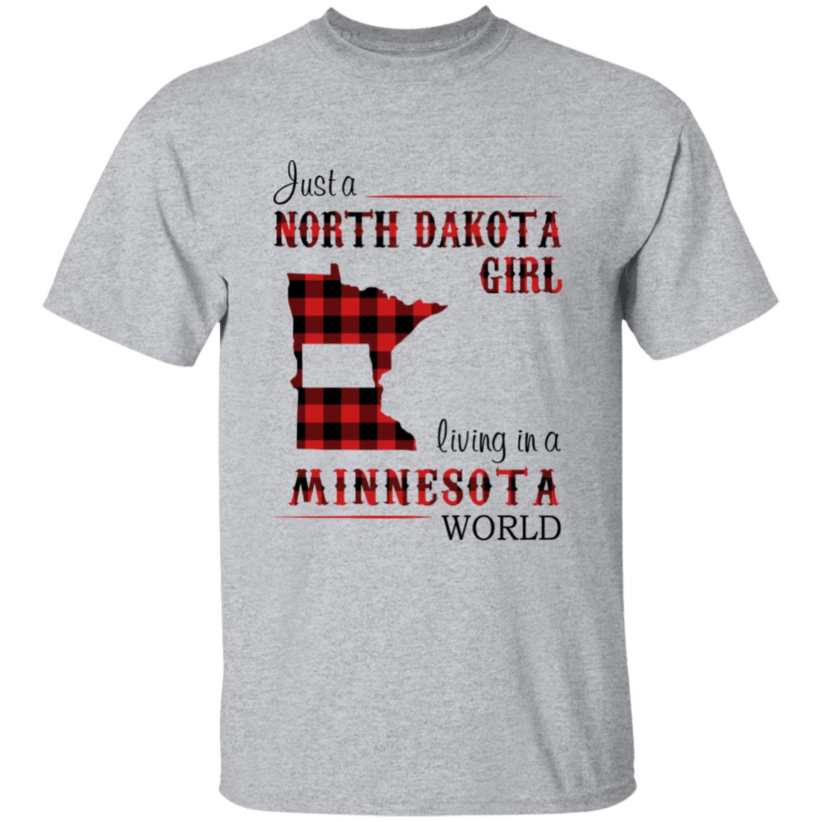 Just A North Dakota Girl Living In A Minnesota World T-shirt - T-shirt Born Live Plaid Red Teezalo