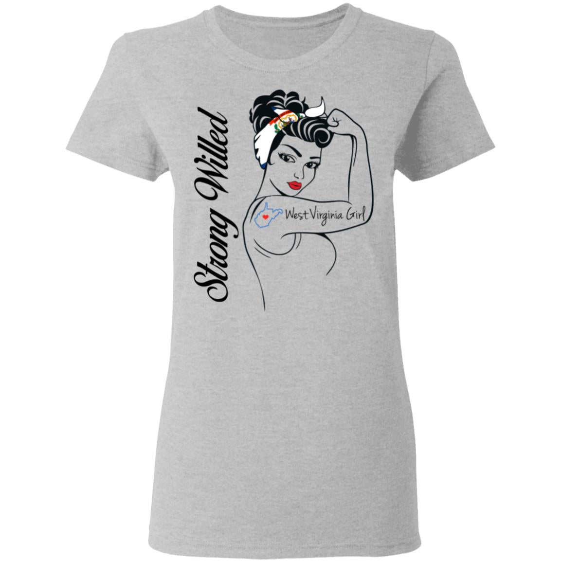 West Virginia Girl Strong Willed T Shirt - T-shirt Teezalo