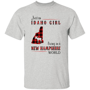 Just An Idaho Girl Living In A New Hampshire World T-shirt - T-shirt Born Live Plaid Red Teezalo