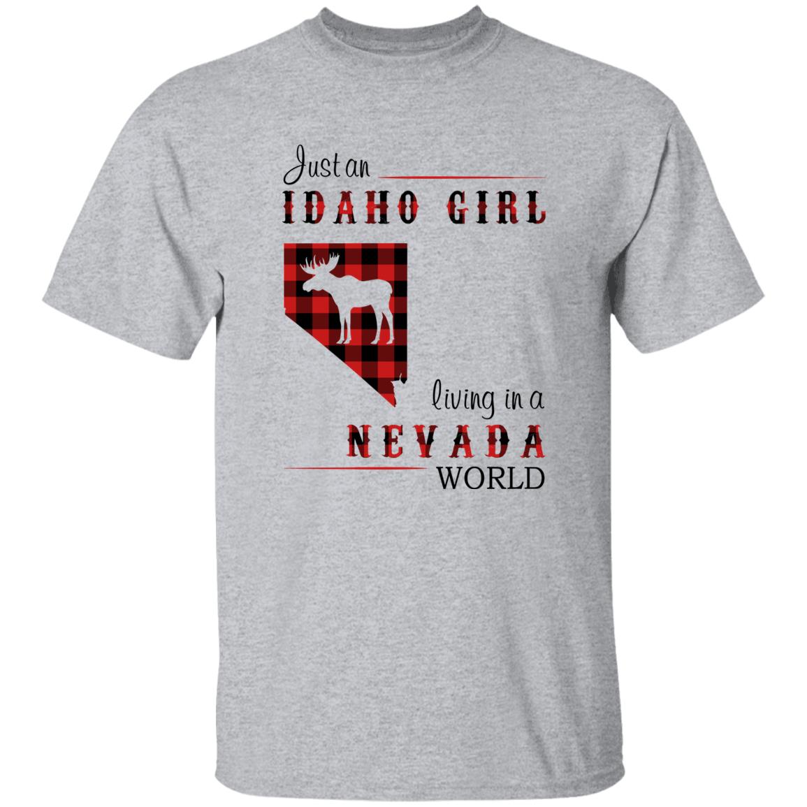 Just An Idaho Girl Living In A Nevada World T-shirt - T-shirt Born Live Plaid Red Teezalo