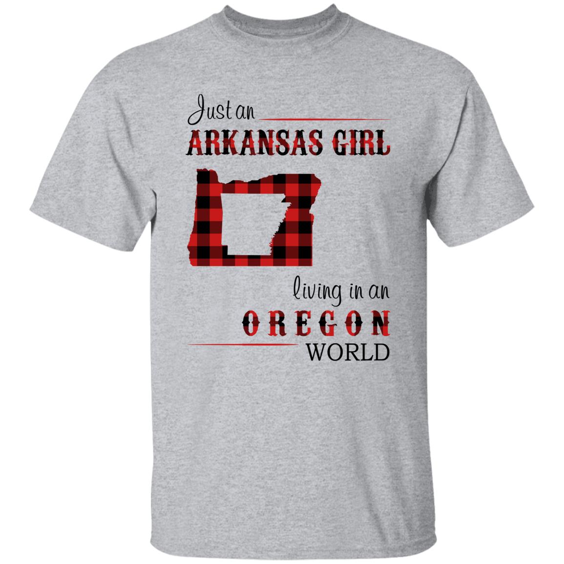 Just An Arkansas Girl Living In An Oregon World T-shirt - T-shirt Born Live Plaid Red Teezalo