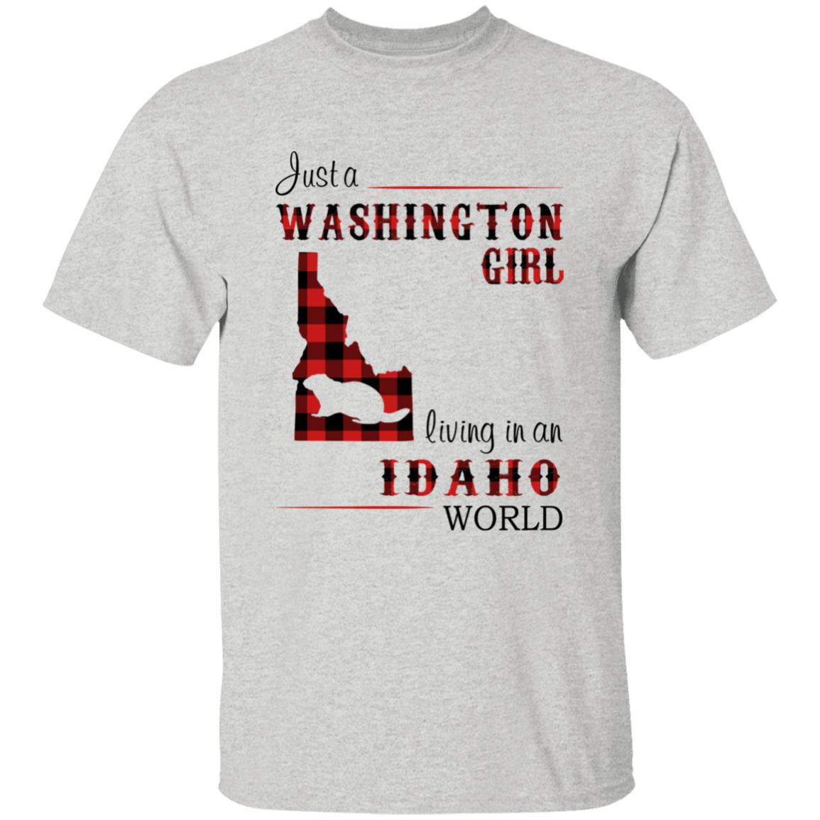 Just A Washington Girl Living In An Idaho World T-shirt - T-shirt Born Live Plaid Red Teezalo
