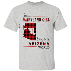 Just A Maryland Girl Living In An Arizona World T-shirt - T-shirt Born Live Plaid Red Teezalo