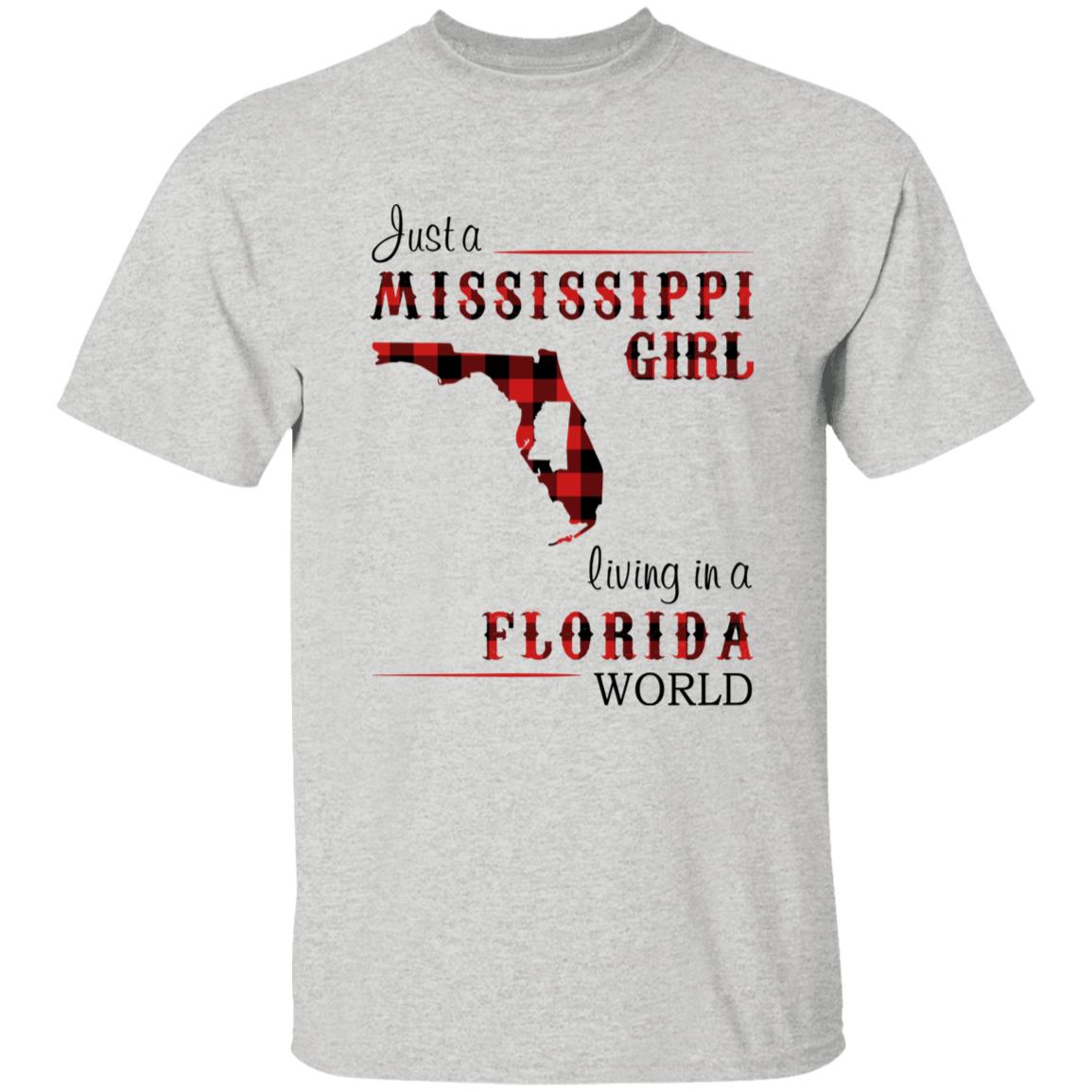 Just A Mississippi Girl Living In A Florida World T-shirt - T-shirt Born Live Plaid Red Teezalo