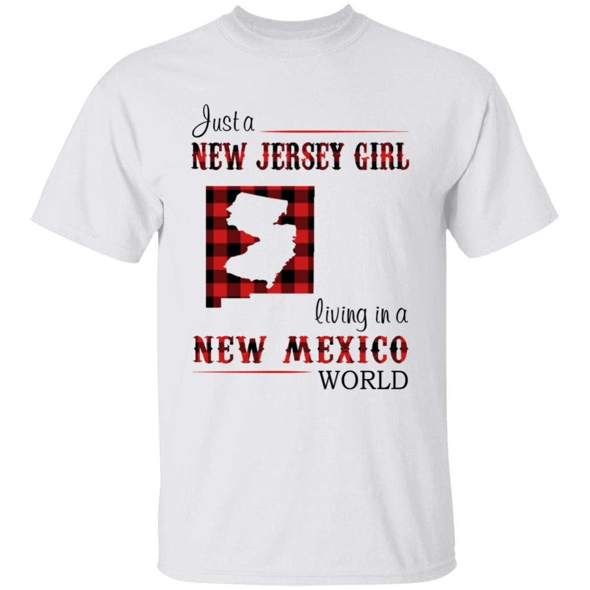 Just A New Jersey Girl Living In A New Mexico World T-shirt - T-shirt Born Live Plaid Red Teezalo