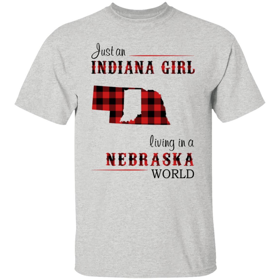 Just An Indiana Girl Living In A Nebraska World T-Shirt - T-shirt Born Live Plaid Red Teezalo