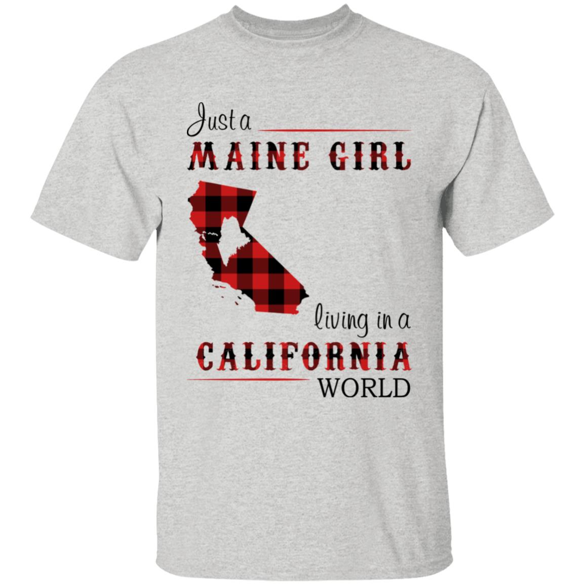 Just A Maine Girl Living In A California World T-shirt - T-shirt Born Live Plaid Red Teezalo
