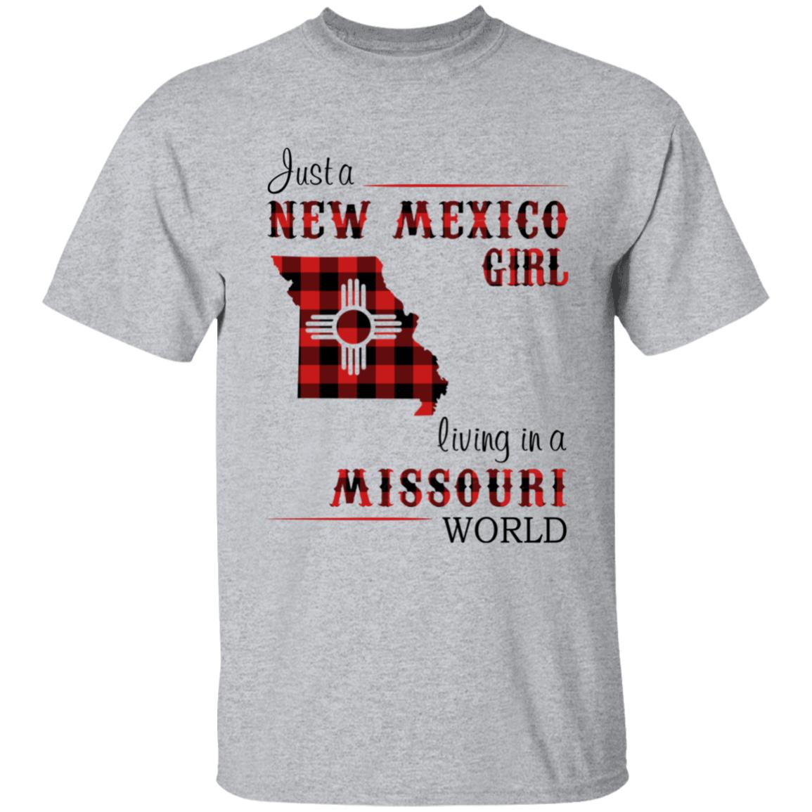 Just A New Mexico Girl Living In A Missouri World T-shirt - T-shirt Born Live Plaid Red Teezalo