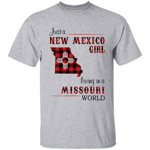 Just A New Mexico Girl Living In A Missouri World T-shirt - T-shirt Born Live Plaid Red Teezalo