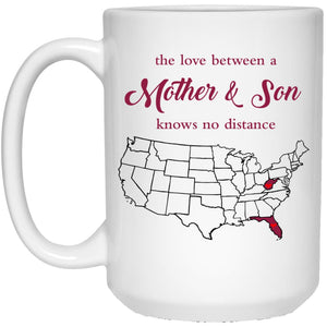 West Virginia Florida The Love Between Mother And Son Mug - Mug Teezalo