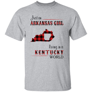 Just An Arkansas Girl Living In A Kentucky World T-shirt - T-shirt Born Live Plaid Red Teezalo