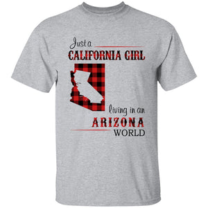 Just A California Girl Living In An Arizona World T-shirt - T-shirt Born Live Plaid Red Teezalo