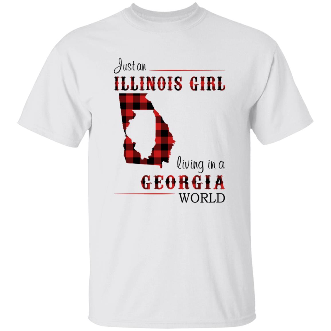Just An Illinois Girl Living In A Georgia World T-shirt - T-shirt Born Live Plaid Red Teezalo