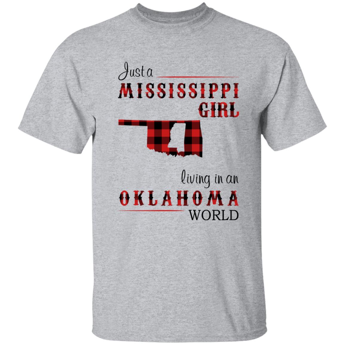 Just A Mississippi Girl Living In An Oklahoma World T-shirt - T-shirt Born Live Plaid Red Teezalo