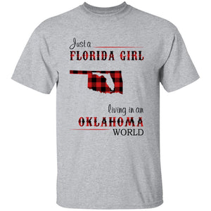 Just A Florida Girl Living In An Oklahoma World T-shirt - T-shirt Born Live Plaid Red Teezalo