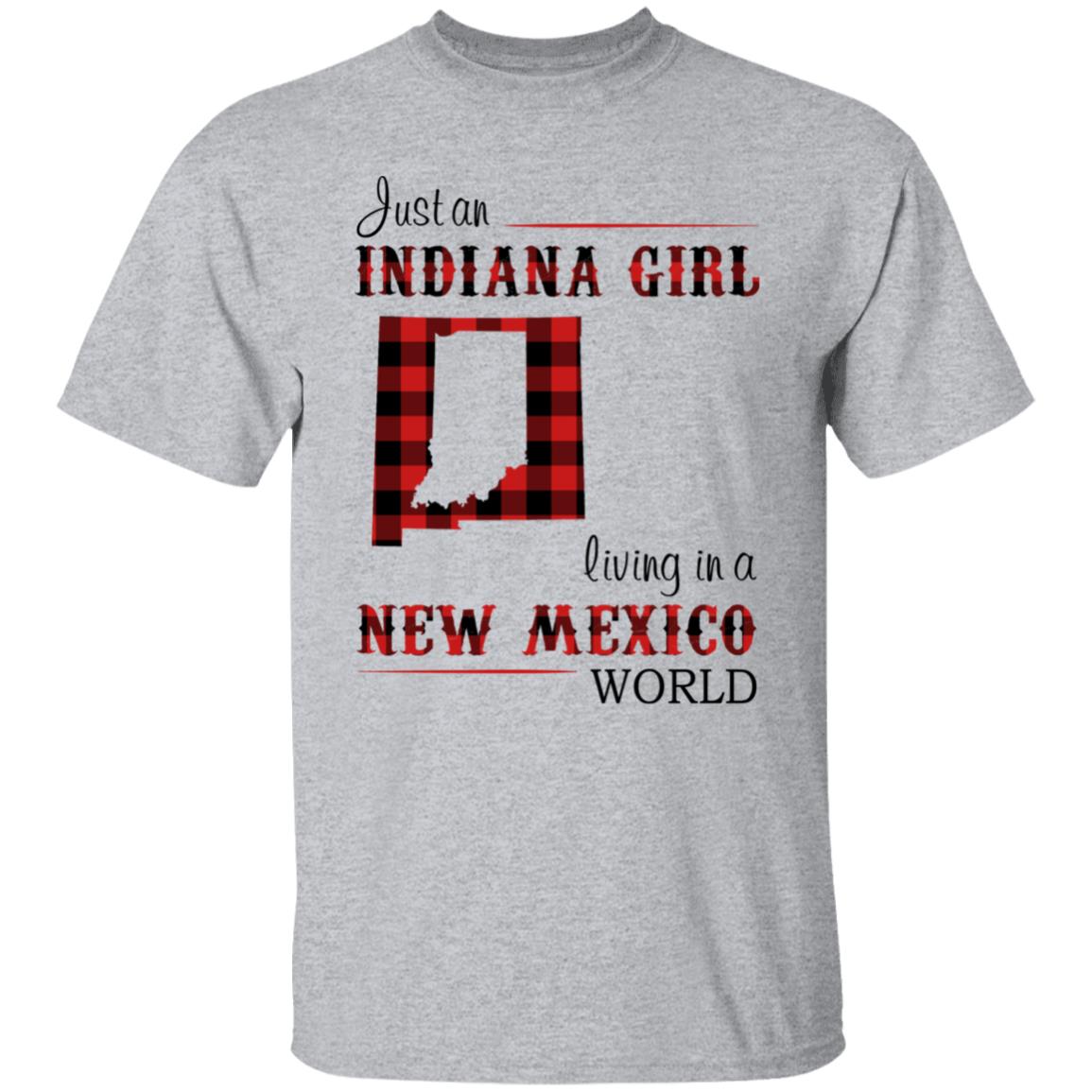 Just An Indiana Girl Living In A New Mexico World T-Shirt - T-shirt Born Live Plaid Red Teezalo