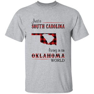 Just A South Carolina Girl Living In An Oklahoma World T-shirt - T-shirt Born Live Plaid Red Teezalo