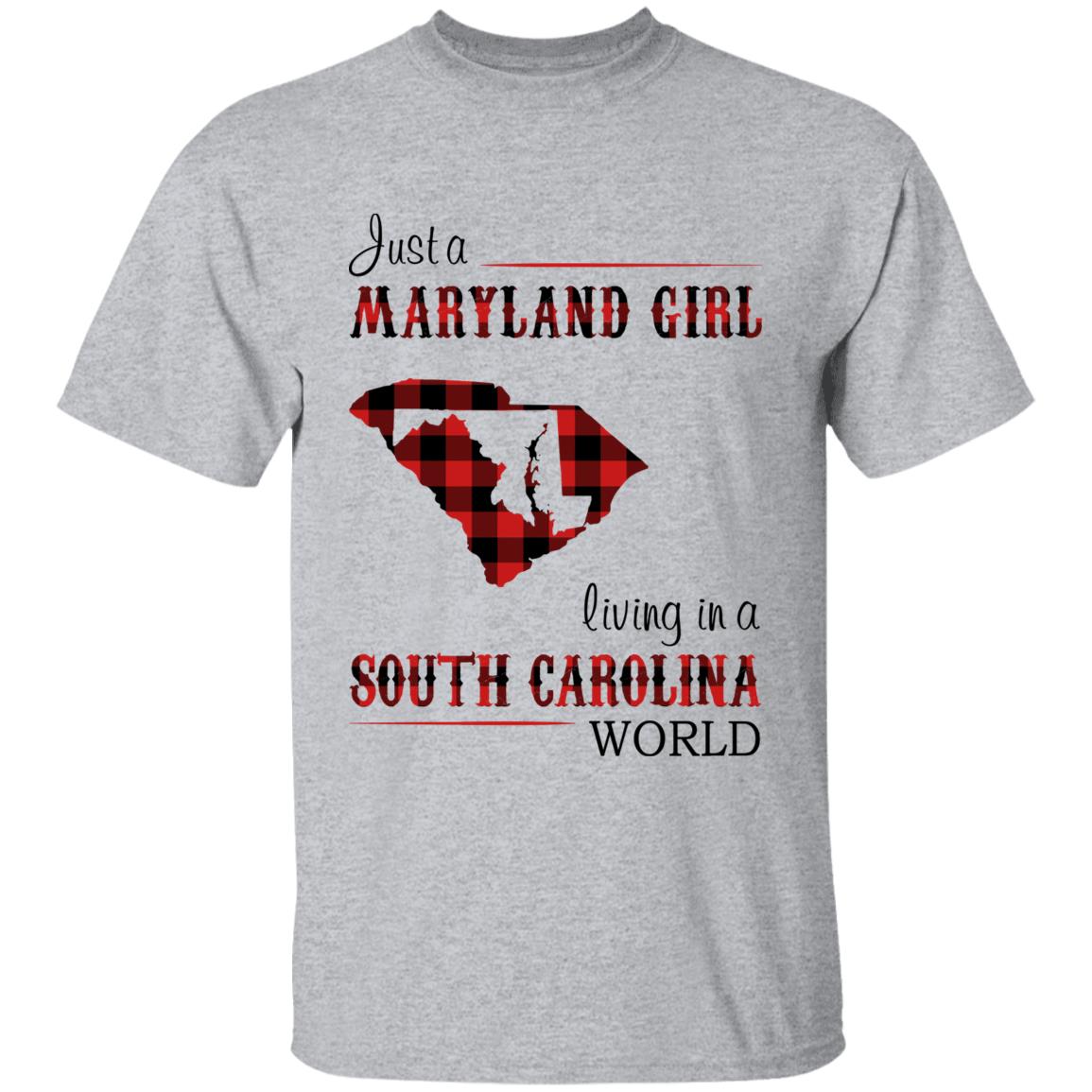 Just A Maryland Girl Living In A  South Carolina World T-shirt - T-shirt Born Live Plaid Red Teezalo