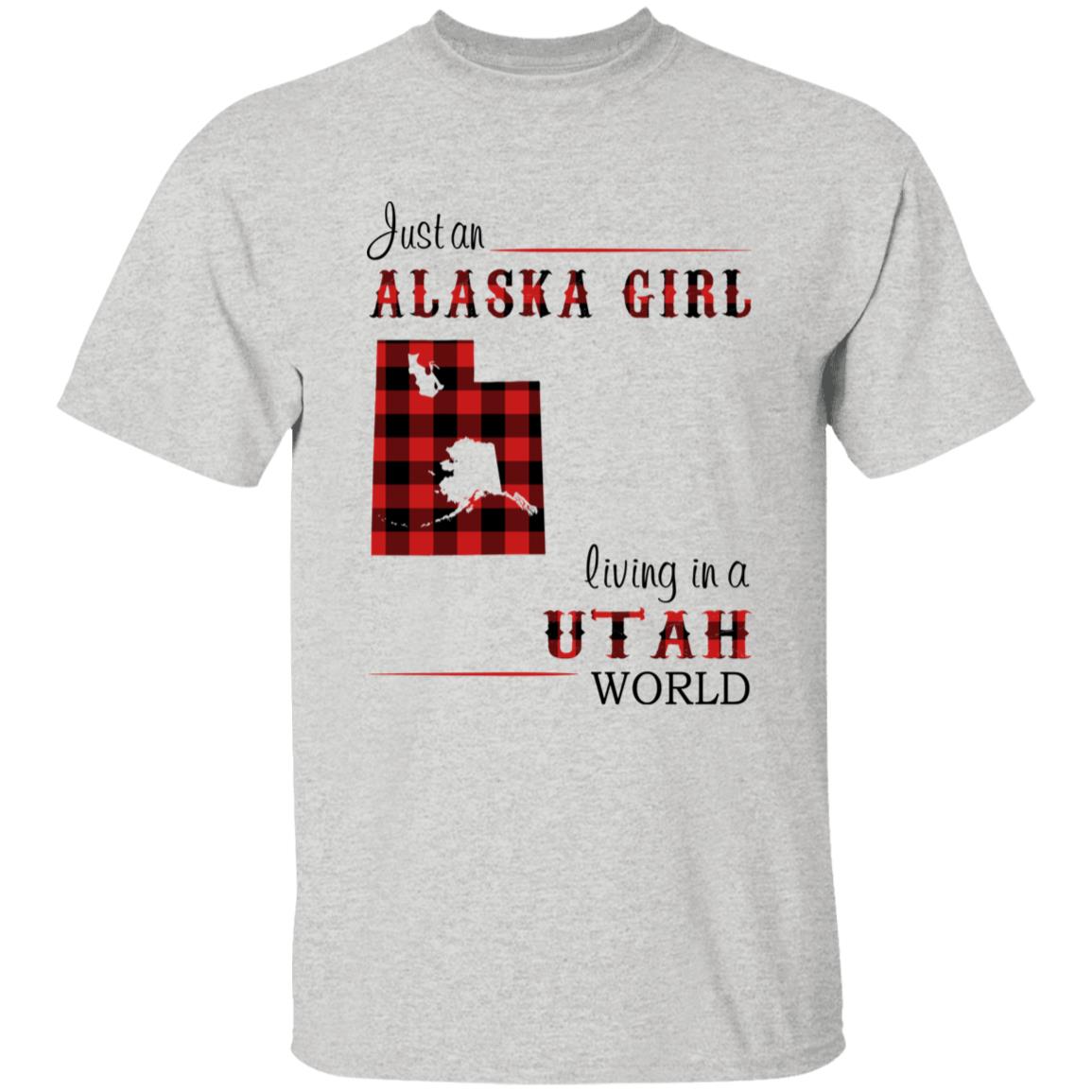 Just An Alaska Girl Living In A Utah World T-shirt - T-shirt Born Live Plaid Red Teezalo