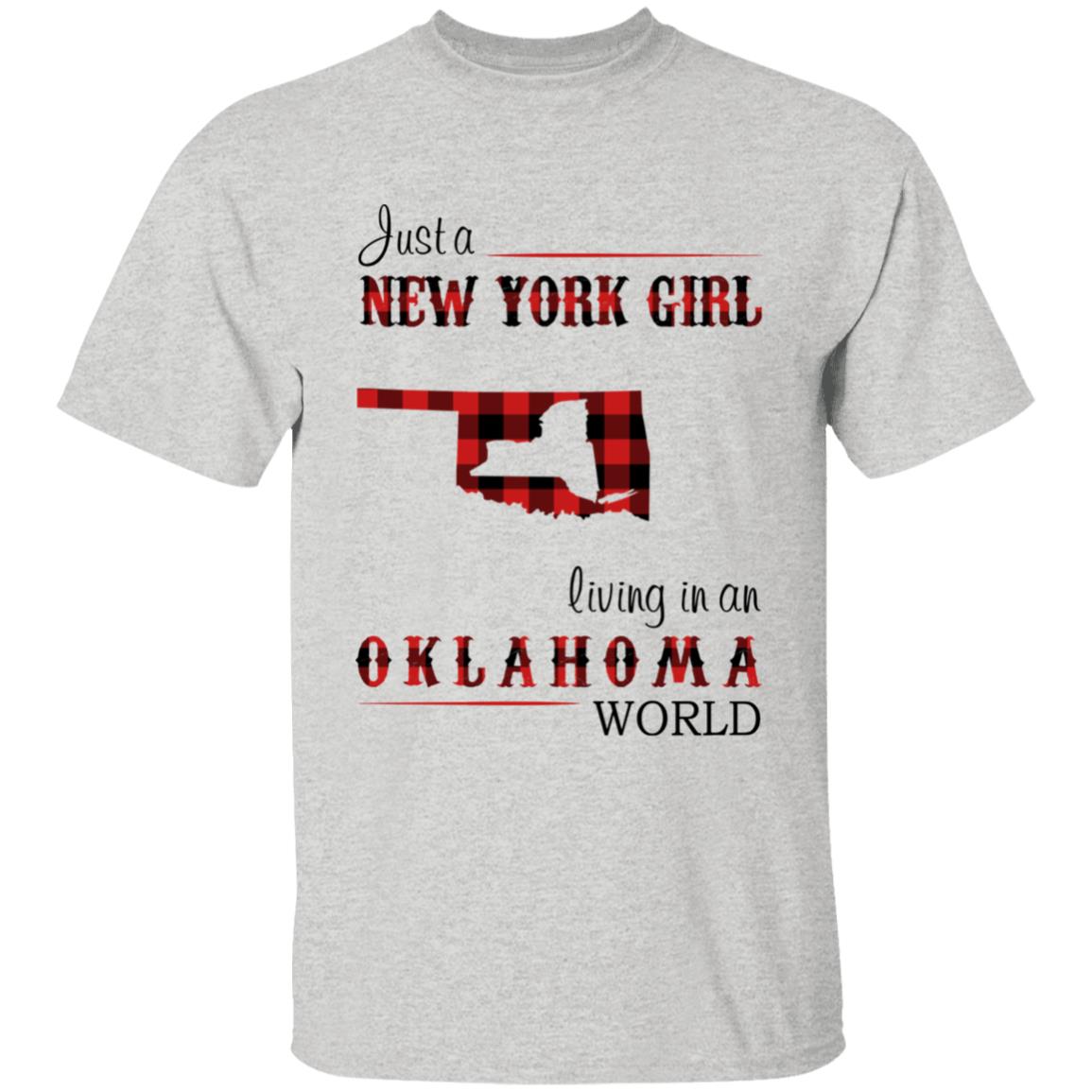 Just A New York Girl Living In An Oklahoma World T-shirt - T-shirt Born Live Plaid Red Teezalo
