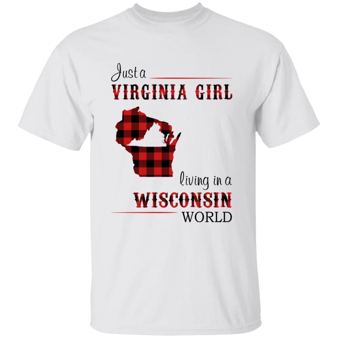 Just A Virginia Girl Living In A Wisconsin World T-shirt - T-shirt Born Live Plaid Red Teezalo