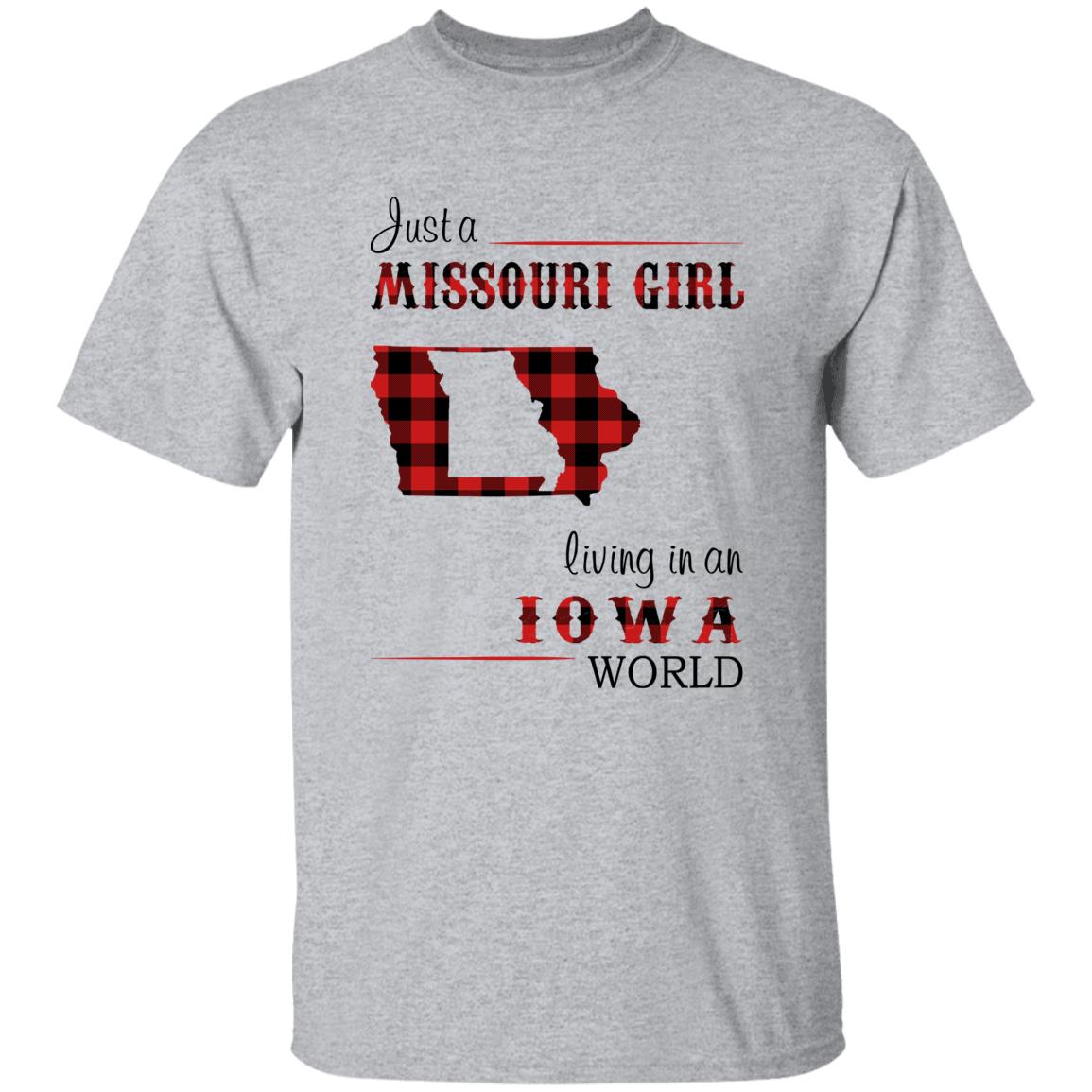 Just A Missouri Girl Living In An Iowa World T-shirt - T-shirt Born Live Plaid Red Teezalo