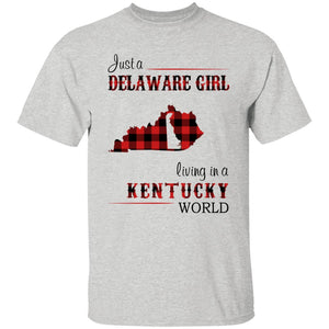Just A Delaware Girl Living In A Kentucky Girl T-shirt - T-shirt Born Live Plaid Red Teezalo