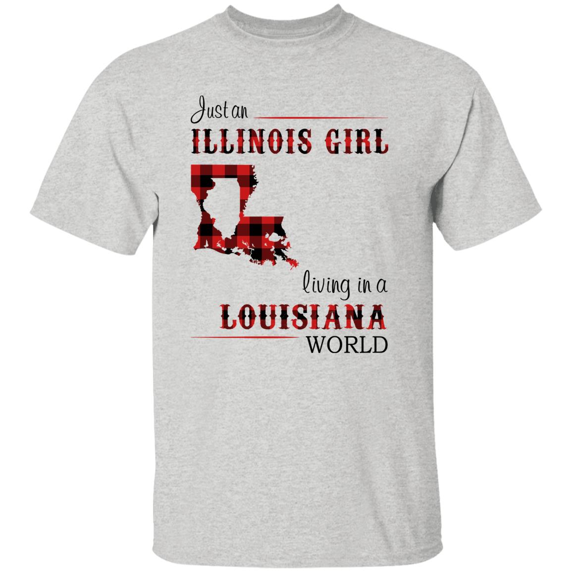 Just An Illinois Girl Living In A Louisiana World T-shirt - T-shirt Born Live Plaid Red Teezalo