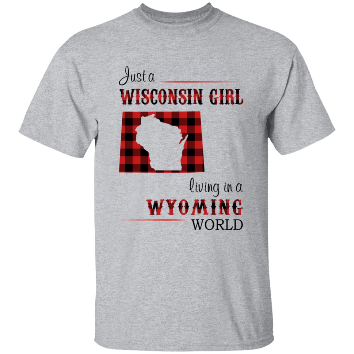 Just A Wisconsin Girl Living In A Wyoming World T-shirt - T-shirt Born Live Plaid Red Teezalo