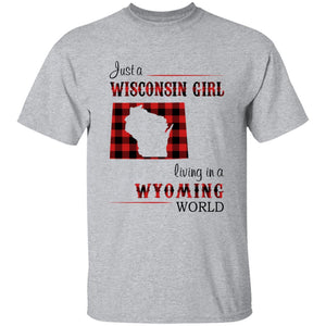 Just A Wisconsin Girl Living In A Wyoming World T-shirt - T-shirt Born Live Plaid Red Teezalo